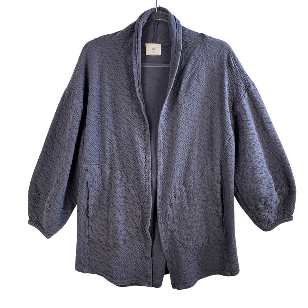 Witchy T.la Anthropologie Open Front Cardigan Jacket Lace-Up‎ Back Gray M